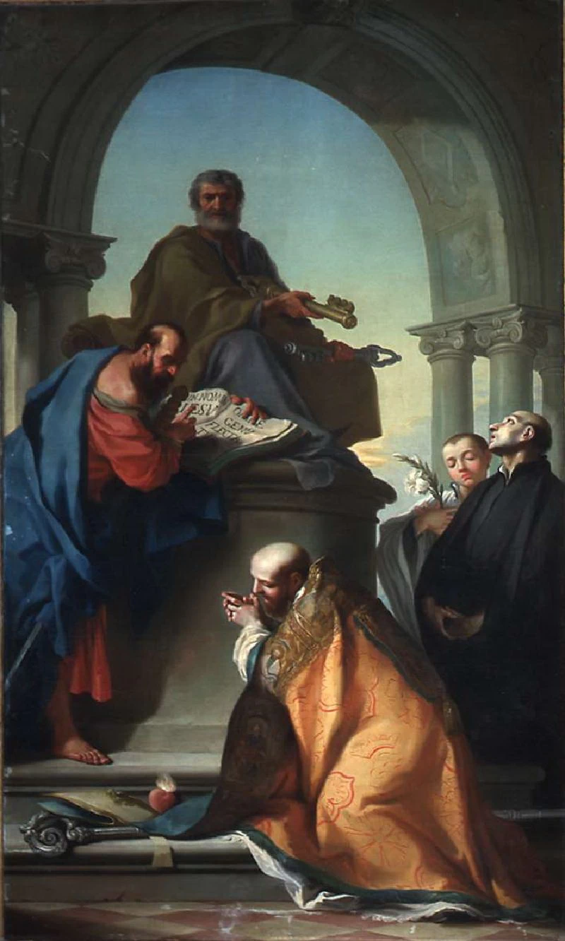 San Pietro in cattedra con San Paolo, San Luigi Gonzaga, Sant'Ignazio di Loyola e San Francesco di Sales